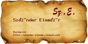 Szünder Elemér névjegykártya